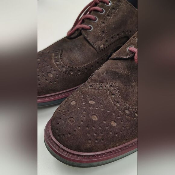 Hugo Boss Oxford Bokio Wingtip Men's Brown Suede Brogue Shoes Sz 41 - Picture 2 of 16